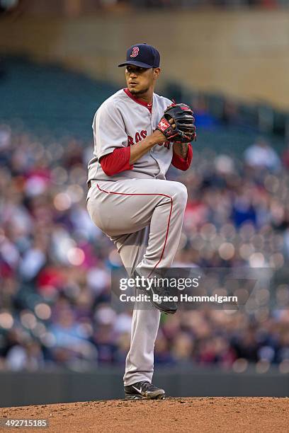 Felix Doubront of the Boston Red Sox pitches against the Minnesota Twins on May 14, 2014 at Target Field in Minneapolis, Minnesota. The Red Sox...