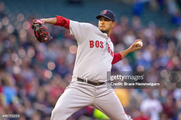 Felix Doubront of the Boston Red Sox pitches against the Minnesota Twins on May 14, 2014 at Target Field in Minneapolis, Minnesota. The Red Sox...
