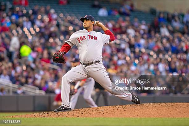 Felix Doubront of the Boston Red Sox pitches against the Minnesota Twins on May 14, 2014 at Target Field in Minneapolis, Minnesota. The Red Sox...