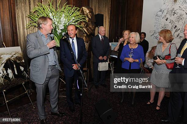 Wes Edens and Geoffrey Kent attend Geoffrey Kent's book launch celebrating: "Safari: A Memoir Of A Worldwide Travel Pioneer" on October 14, 2015 in...