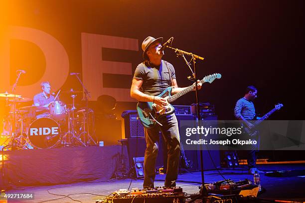 Mark Gardener of Ride performs on stage at Brixton Academy on October 14, 2015 in London, United Kingdom.