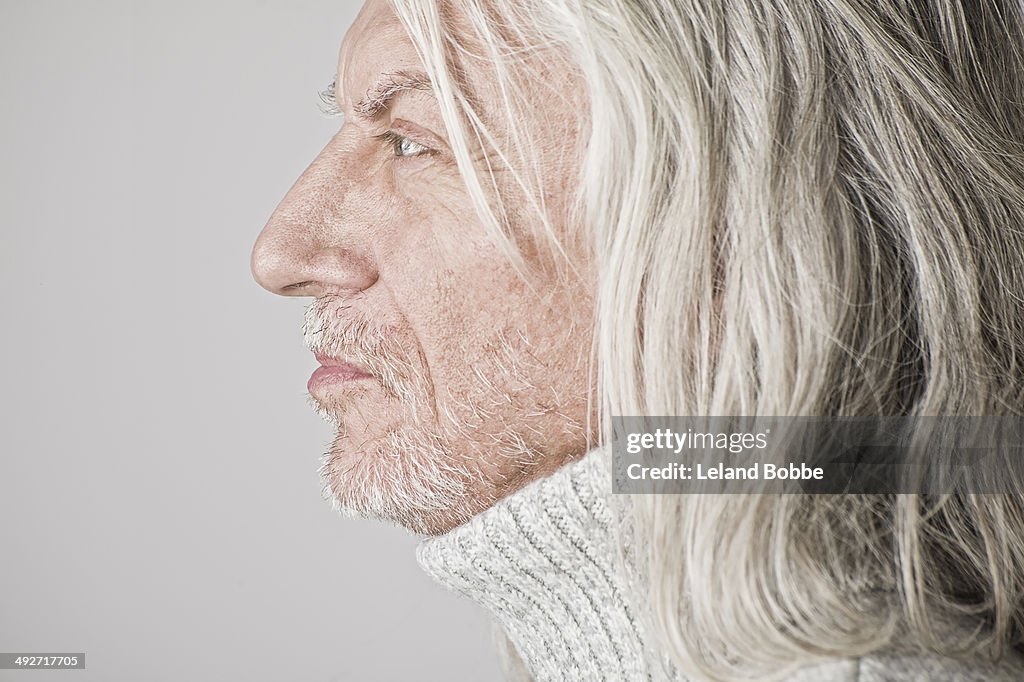 Portrait of mature man, side view