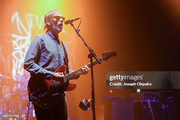 Andy Bell of Ride performs on stage at Brixton Academy on October 14, 2015 in London, United Kingdom.