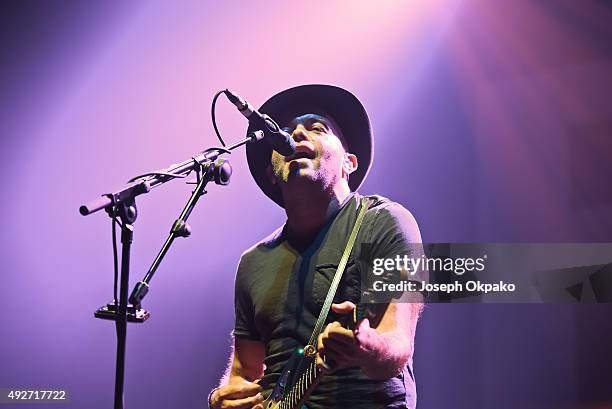 Mark Gardener of Ride performs on stage at Brixton Academy on October 14, 2015 in London, United Kingdom.