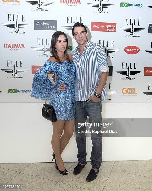 Former volleyball player Giba and guest attend ELLE Fashion Preview on October 14, 2015 in Rio de Janeiro, Brazil.