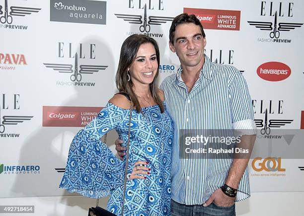 Former volleyball player Giba and guest attend ELLE Fashion Preview on October 14, 2015 in Rio de Janeiro, Brazil.
