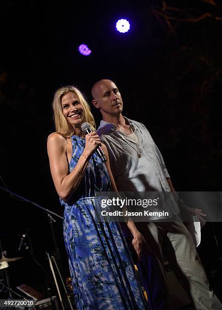 Actress Brooke Burns and director Gavin O'Connor speak onstage at The Charlotte And Gwenyth Gray Foundation To Cure Batten Disease Fundraiser at...