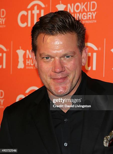 Chef Tyler Florence attends the No Kid Hungry Benefit Dinner at Four Seasons Hotel Los Angeles at Beverly Hills on October 14, 2015 in Los Angeles,...