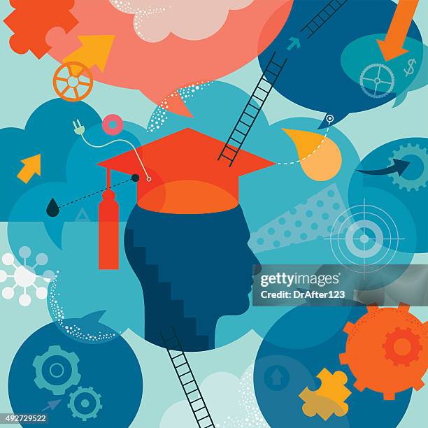 graduation concept - college stock illustrations