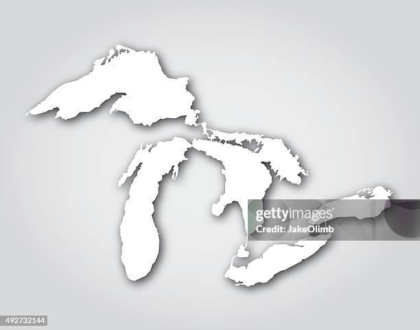 great lakes silhouette white - lake superior stock illustrations