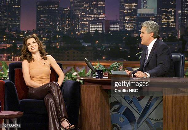 Episode 1912 -- Pictured: Actress Yasmine Bleeth during an interview with host Jay Leno on October 3, 2000 --