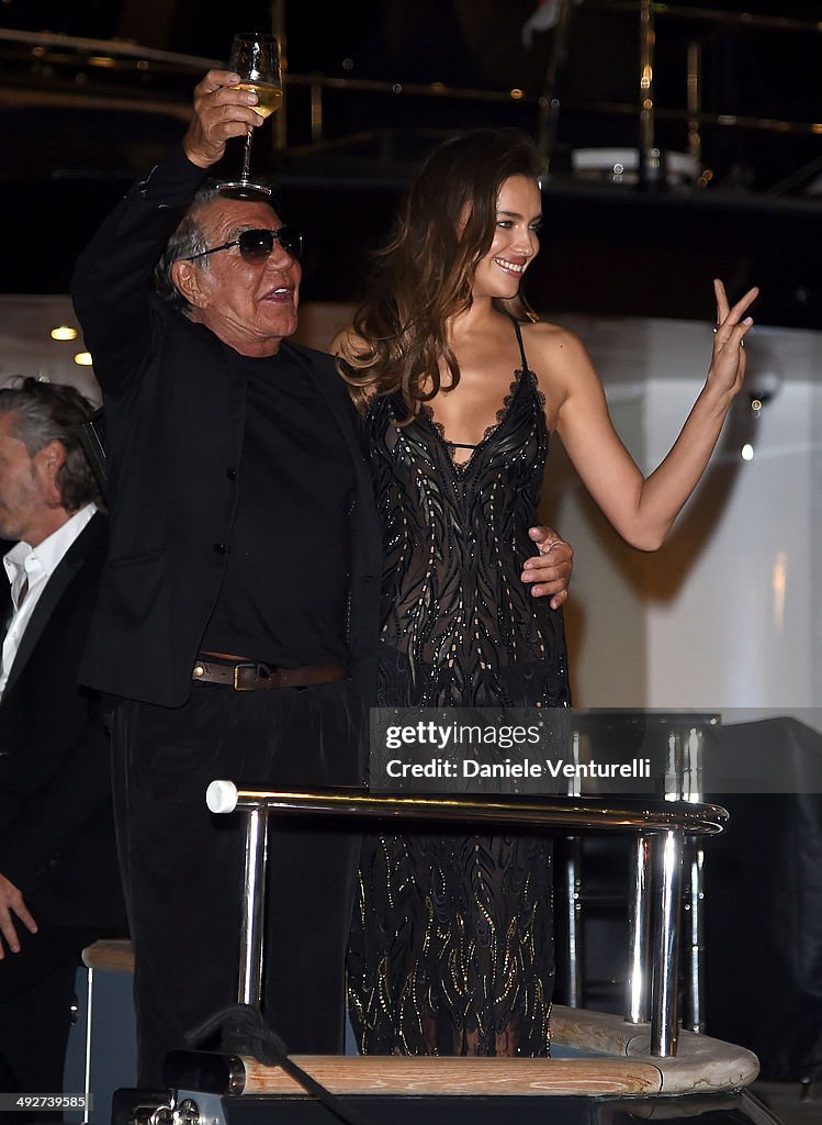 Roberto Cavalli and Irina Shayk attend the Roberto Cavalli yacht