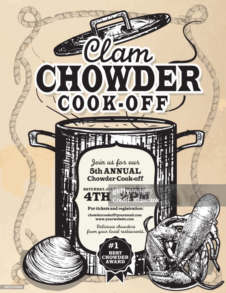Clam Chowder cookoff event invitation design template