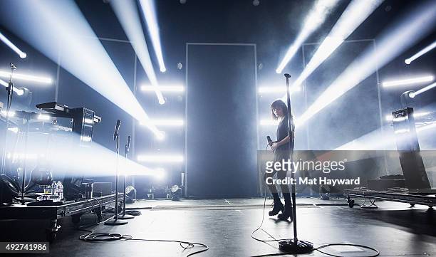 Singer Lauren Mayberry of Chvrches performs on stage at Paramount Theatre on October 14, 2015 in Seattle, Washington.