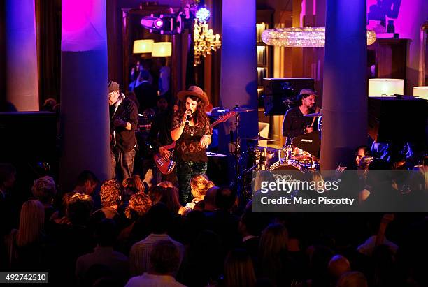 Thievery Corporation performs during an opening celebration at RH Denver, The Gallery at Cherry Creek on October 14, 2015 in Denver, Colorado. The...