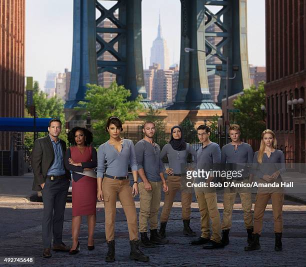 Walt Disney Television via Getty Images's "Quantico" stars Josh Hopkins as Liam O'Connor, Aunjanue Ellis as Miranda Shaw, Priyanka Chopra as Alex...