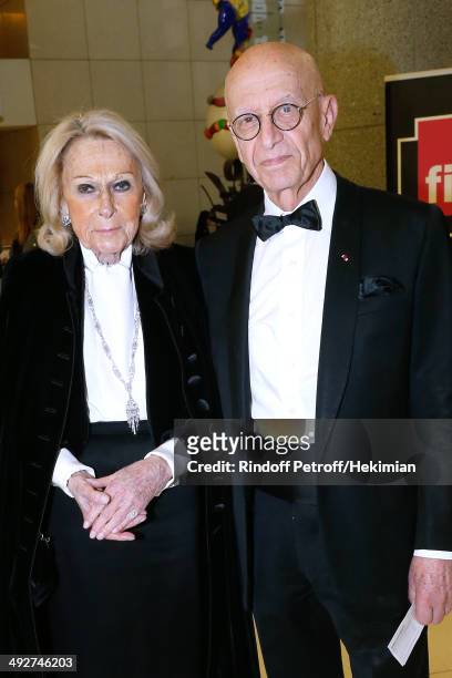 Micheline Maus and Maitre Francois Gibault attend the AROP Charity Gala. Held at Opera Bastille on May 21, 2014 in Paris, France.