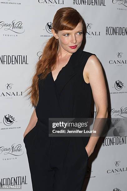 Actress Stef Dawson attends the Los Angeles Confidential Magazine's Men's Issue Event at The Los Angeles Athletic Club on October 14, 2015 in Los...