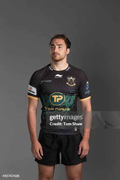 Alex Woolford of Northampton poses for a picture during the Northampton Saints Photocall for BT on September 16, 2015 in Northampton, England.