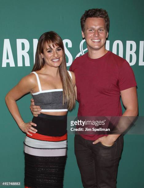 Lea Michele and Jonathan Groff promote "Brunette Ambition" at Barnes & Noble Union Square on May 21, 2014 in New York City.