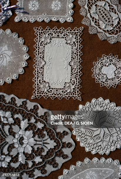 Bobbin lace, handcrafts from Burano, Venice, Italy.