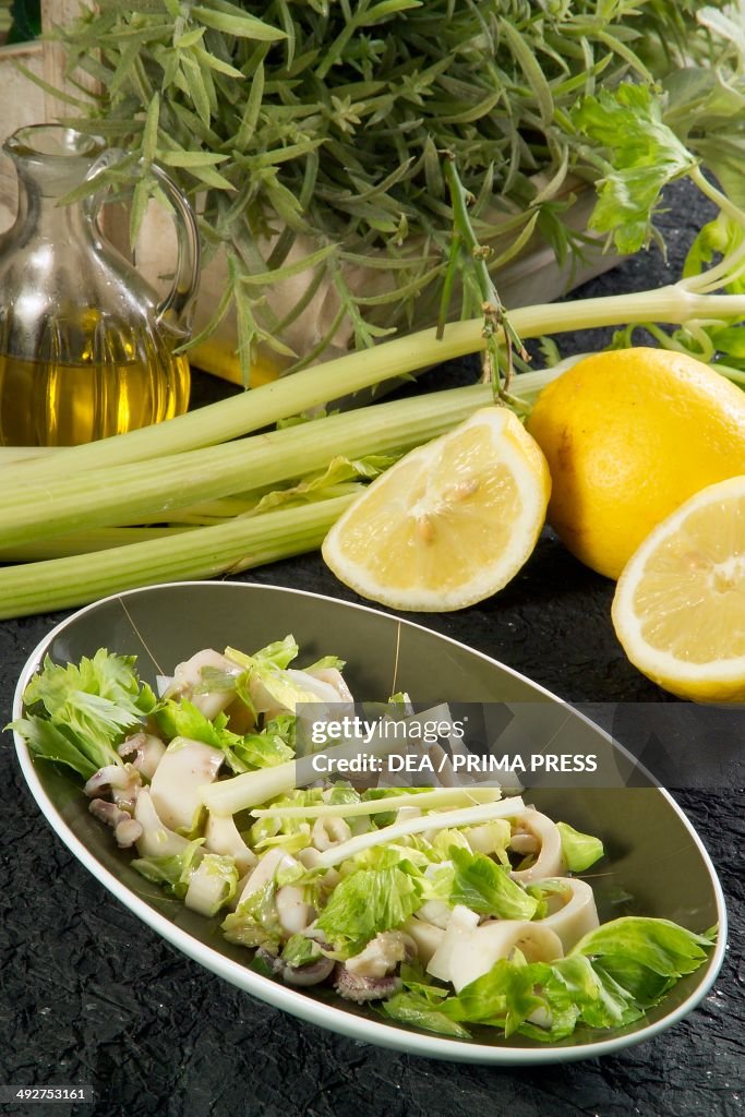 Squid salad with celery and vinegar...