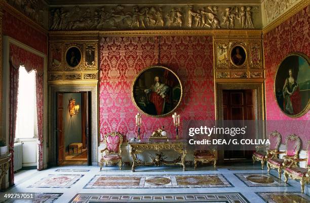 Hall of Ladies, with a stucco frieze in the upper section, called The Triumph of Alexander the Great, and a circular painting depicting Charles...