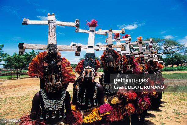 Dogon dancers wearing Kanaga masks, Mali.