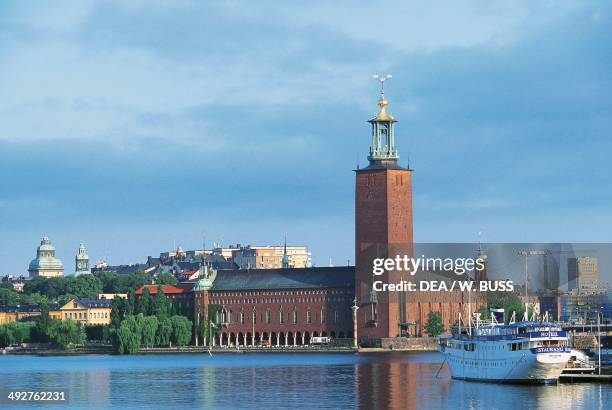 The Stadhuset , 20th century, seen from Lake Malaren, Stockholm. Sweden.