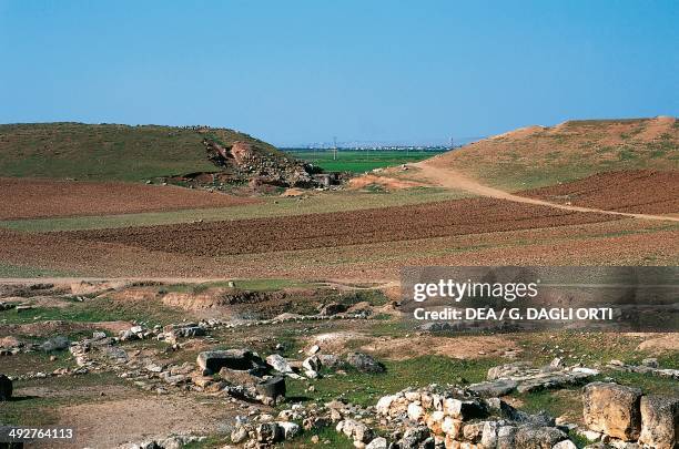 View of the ruins of Ebla, modern Tell Mardikh, Syria. Eblan civilization, Early Bronze Age, 3rd millennium BC.