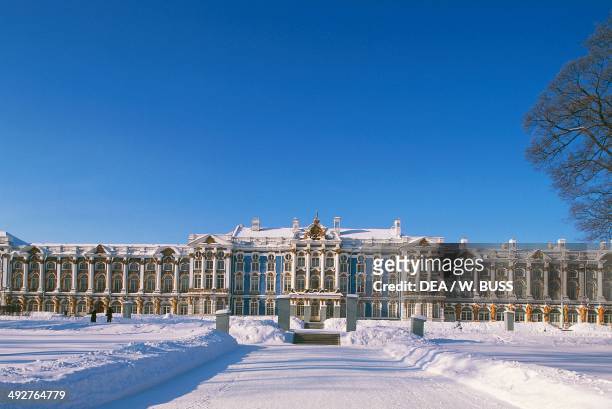 Catherine Palace under the snow, 1752-1756, architect Bartolomeo Francesco Rastrelli , Tsarskoye Selo, Pushkin, Russia.