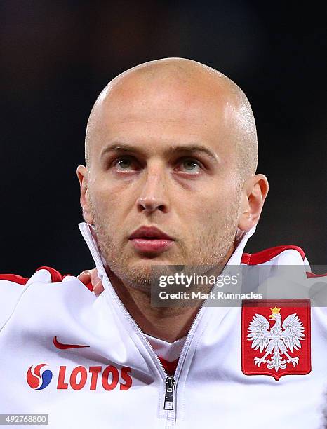 Michael Pazdan of Poland in action during the EURO 2016 Qualifier between Scotland and Poland at Hamden Park on October 8, 2015 in Glasgow, Scotland.