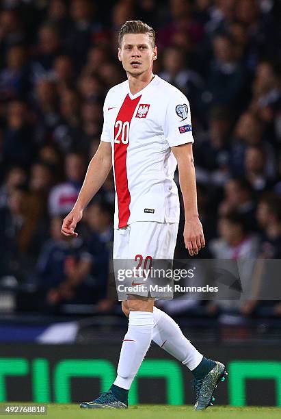 Of Scotland in action during the EURO 2016 Qualifier between Scotland and Poland at Hamden Park on October 8, 2015 in Glasgow, Scotland.