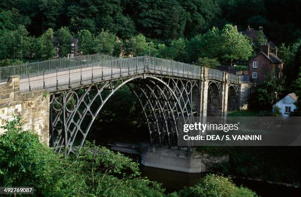 The iron bridge over the River Severn, Ironbridge Gorge England, United Kingdom.