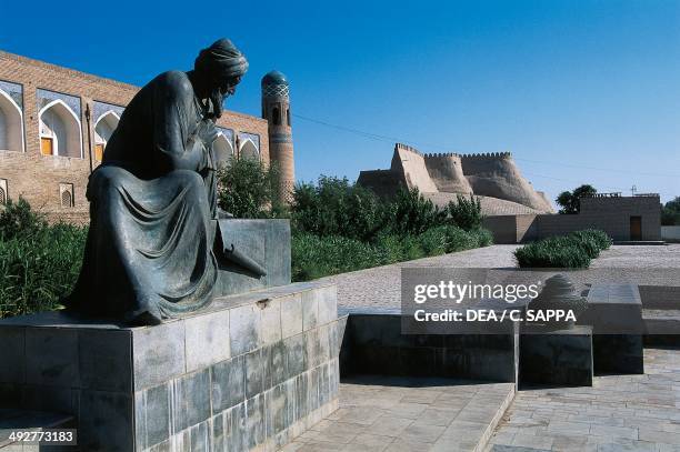 Statue of Muhammad ibn Musa al-Khwarizmi , Persian mathematician, Khiva, Uzbekistan.