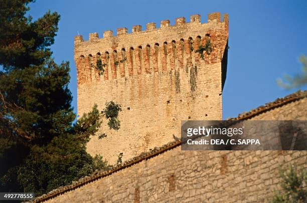 Defensive tower, Fortress of the Lion, 12th-14th century, Castiglione del Lago, Lake Trasimeno, Umbria, Italy.