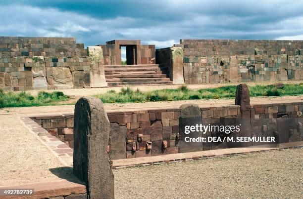 Temple of Kalasasaya or Stopped Stones, archaeological site of Tiahuanaco or Tiwanaku , Bolivia, Pre-Inca civilisation, 5th-10th century.