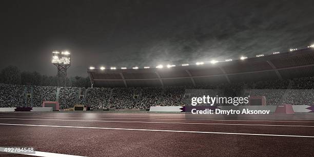 dramatic . stadium with running tracks - track and field stadium 個照片及圖片檔