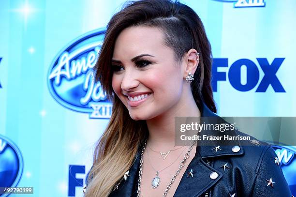 Singer Demi Lovato attends Fox's "American Idol" XIII Finale at Nokia Theatre L.A. Live on May 21, 2014 in Los Angeles, California.