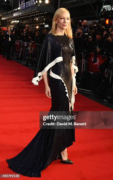 Cate Blanchett attends the American Express gala screening of "Carol" during the BFI London Film Festival at Odeon Leicester Square on October 14,...