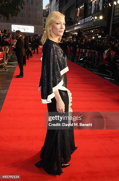 Cate Blanchett attends the American Express gala screening of "Carol" during the BFI London Film Festival at Odeon Leicester Square on October 14,...