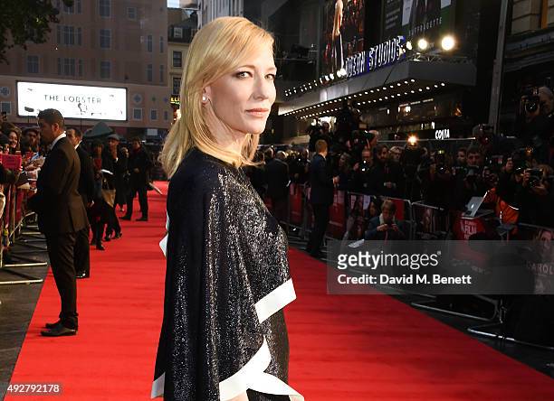 Cate Blanchett attends the American Express gala screening of "Carol" during the BFI London Film Festival at Odeon Leicester Square on October 14,...