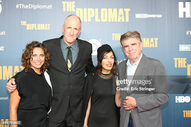 Stacey Reiss, Rina Amiri David Holbrooke and Tom Freston attendthe HBO premiere of "The Diplomat" at Time Warner Center on October 14, 2015 in New...