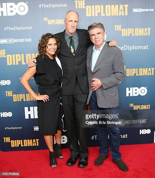 Stacey Reiss, David Holbrooke and Tom Freston attends the HBO premiere of "The Diplomat" at Time Warner Center on October 14, 2015 in New York City.