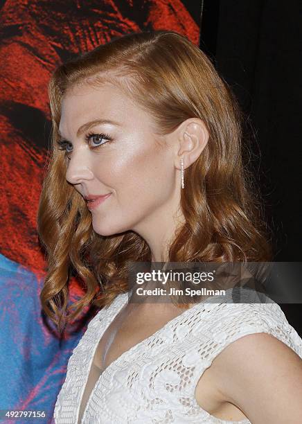 Actress Emily Coutts, hair detail, attends the "Crimson Peak" New York premiere at AMC Loews Lincoln Square on October 14, 2015 in New York City.