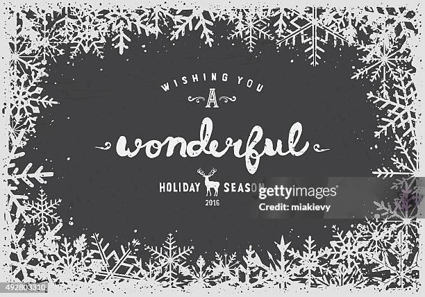 stockillustraties, clipart, cartoons en iconen met snowflakes border - krijtbord