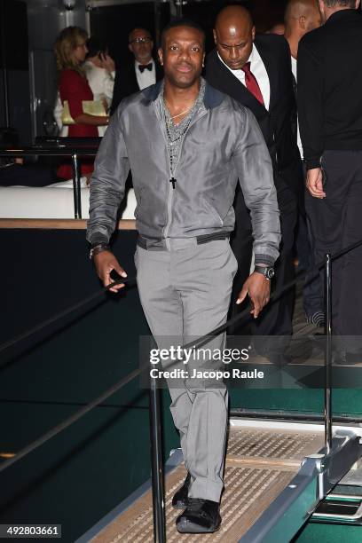 Chris Tucker attends the "Roberto Cavalli Annual Party Aboard" : Outside Arrivals at the 67th Annual Cannes Film Festival on May 21, 2014 in Cannes,...