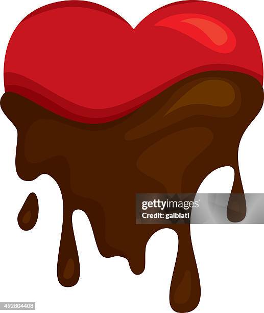 heart dipped in chocolate - melting stock illustrations