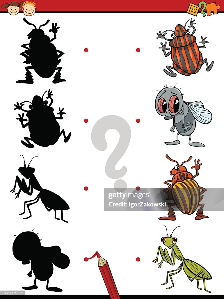 Cartoon Shadow Example Cartoon Educational Shadows Task High-Res Vector Graphic - Getty Images