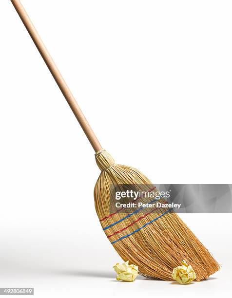 clean broom sweeps clean - bezem stockfoto's en -beelden